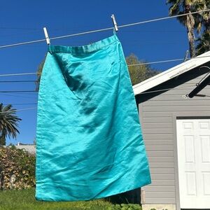 Vintage Maison Mendessolle Elegant Teal Women's Skirt Union Made 1950s-1960s